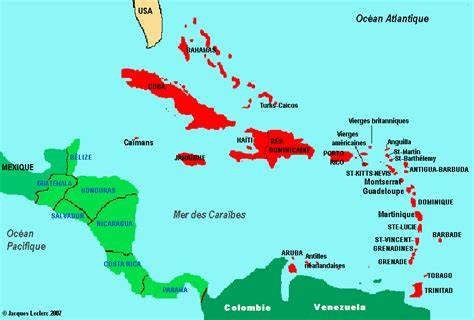 Carte des Antilles et influence culinaire du colombo