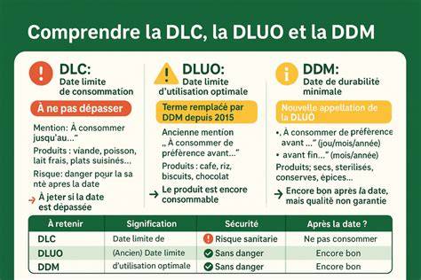 Schéma de distinctions: DLC, DDM et DLUO