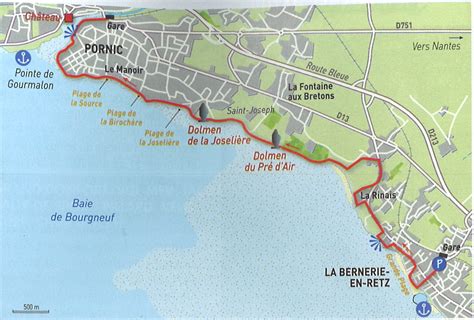 Carte de la région de Pornic avec des points d'intérêt gastronomiques