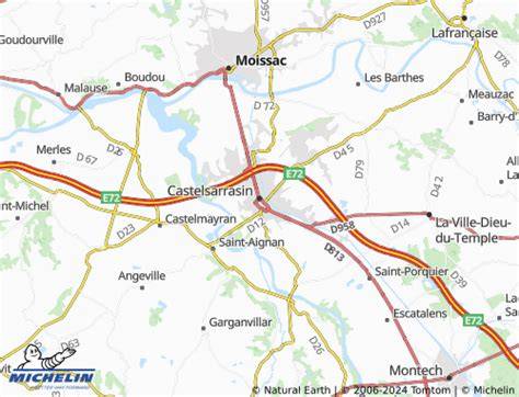 Carte géographique de Montauban montrant l’emplacement du Del Arte, avenue Jean Moulin, près du Tarn et du centre-ville