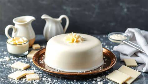 glaçage chocolat blanc et fruits