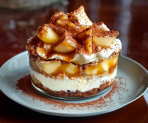 Verres individuels de tiramisu aux pommes et caramel