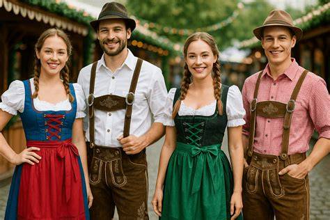 costumes bavarois dirndl lederhosen motifs traditionnels