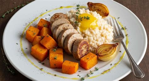 Dressage de riz au boudin blanc et patate douce