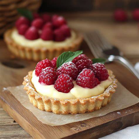 Schéma de montage des tartelettes avec bordure sablée et fruits