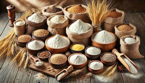 Variété de farines complètes et de grains