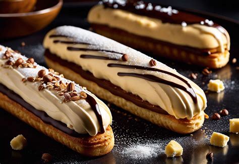 Éclairs décorés avec des éclats de noisette