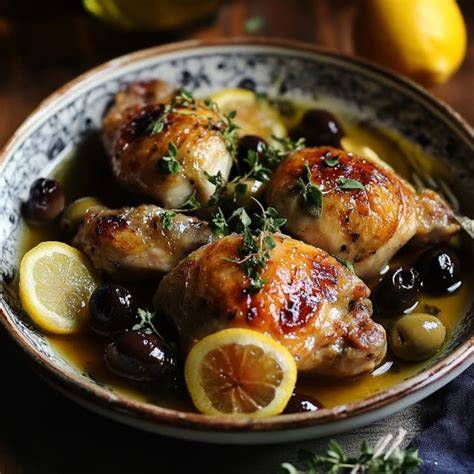Cartographie des régions méditerranéennes avec poulet au citron et pommes de terre