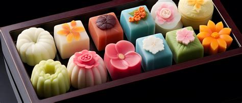 Assortiment de Wagashi aux formes variées