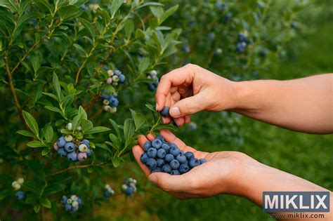 Personnes cueillant des bleuets dans un champ