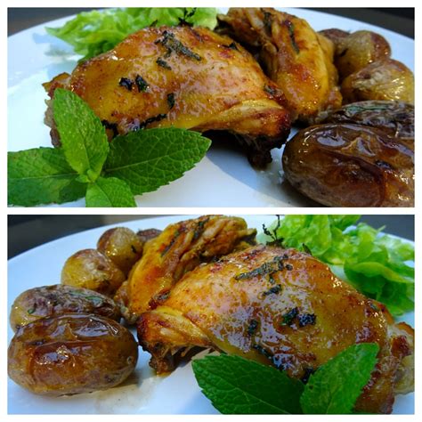 Hauts de cuisses de poulet rôtis avec du chou