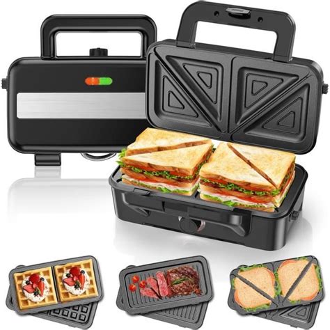 appareil à croque-monsieur et gaufrier avec plaques interchangeables