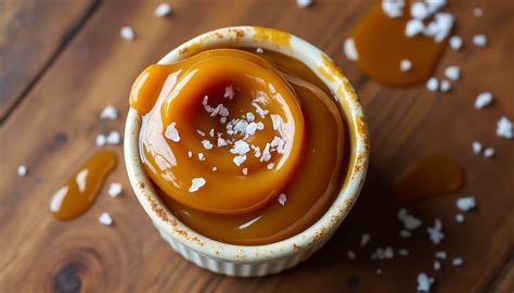 Caramel au beurre salé coulant dans une cuillère