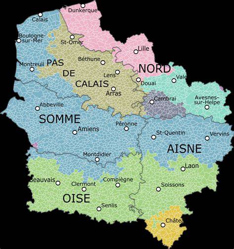 Carte des Hauts-de-France et Dunkerque