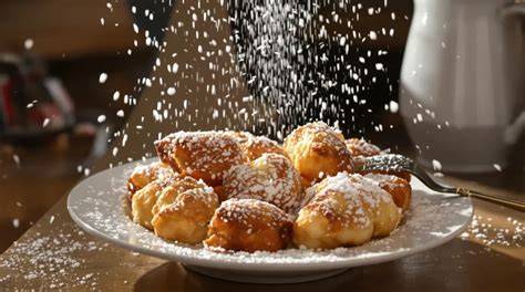 Illustration d’un plateau de beignets savoyards dorés et croustillants