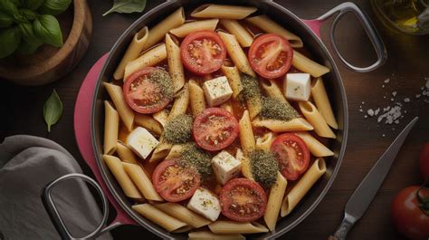Ingrédients pour le One Pot Pasta disposés sur une table