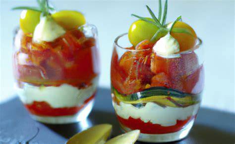 verrines courgette tomate mozzarella textures