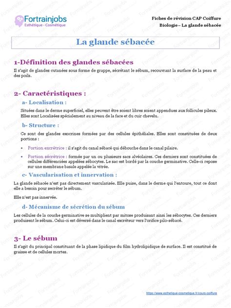 Glandes sébacées produisant du sébum