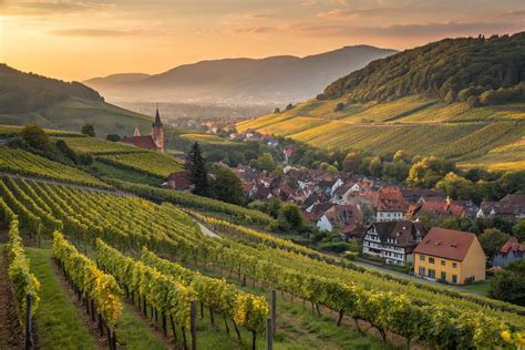 Vignoble alsacien avec des rangées de Riesling