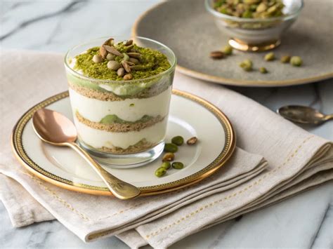 Verrines de tiramisu pistache limoncello décorées