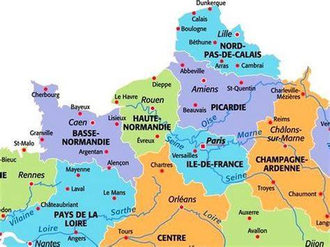 Carte des régions nord du France et Belgique