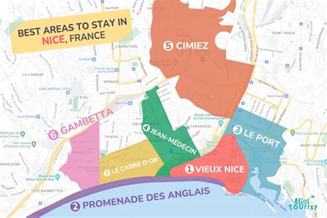 Carte de Nice mettant en évidence les zones commerçantes