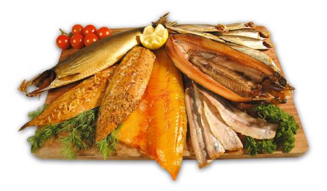 Assortiment de poissons fumés et frais