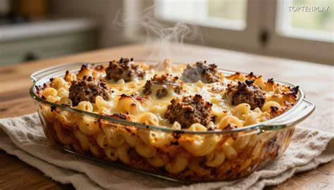 gratin de macaronis viande illustration