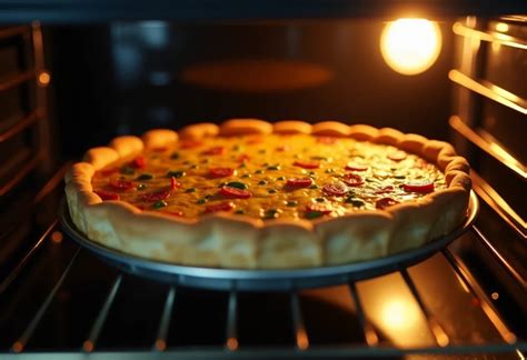 Four avec une quiche en train de cuire