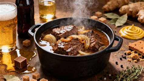Une cocotte fumante de carbonnade flamande