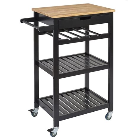 Desserte cuisine métal noir roulettes