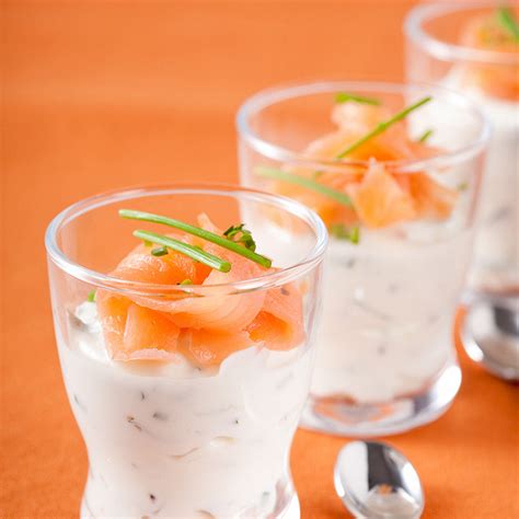 Verrines saumon fumé et mascarpone comme alternative