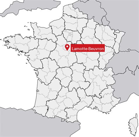Carte de France mettant en évidence Lamotte-Beuvron et Cossé-le-Vivien