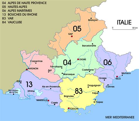 Carte de la région Provence-Alpes-Côte d'Azur avec Arles mise en évidence