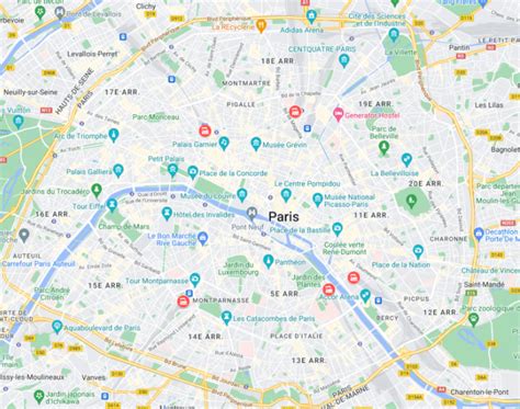 Carte de Paris avec les adresses du siège social d'EDWART
