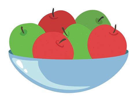 Pommes rouges et vertes dans une coupelle