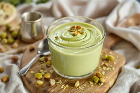 Bol contenant la crème de pistache prête à être utilisée