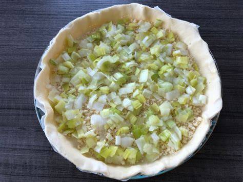 Schéma d’assemblage tarte poireau truite