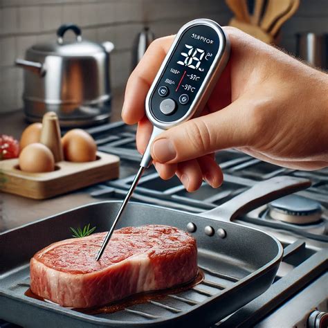 Un thermomètre de cuisson indiquant 121°C dans un sirop de sucre