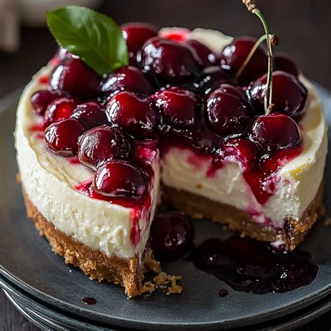 Cheesecake aux cerises avec garniture fouettée