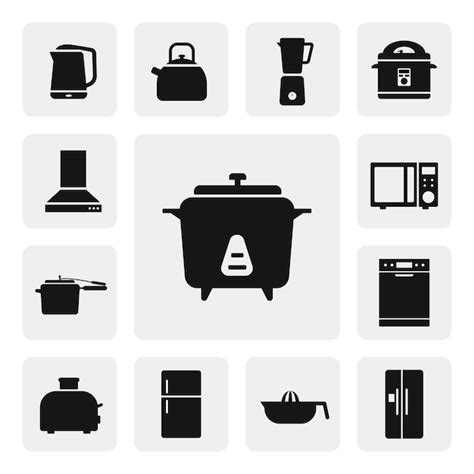 illustration silhouette d'appareils de cuisine multifonctions