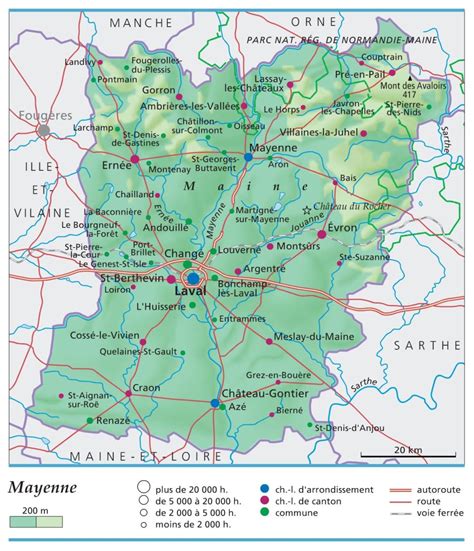 Carte de la Mayenne mettant en évidence Cossé-le-Vivien