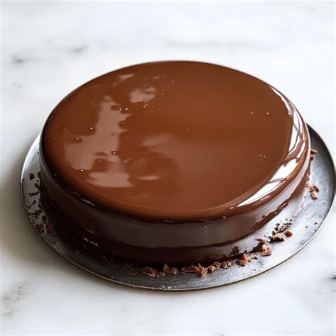 Glaçage miroir au chocolat brillant sur un entremets