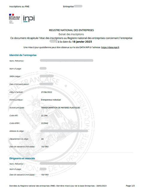 illustration processus immatriculation et documents RNE
