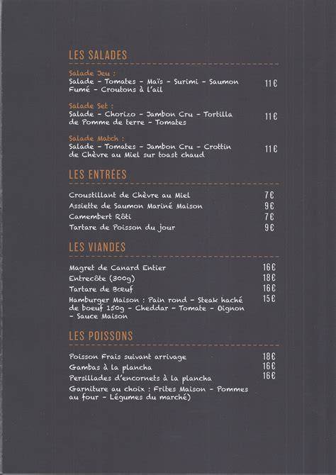 Carte des plats et cave à maturation