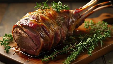 Gigot d'agneau rôti avec des herbes