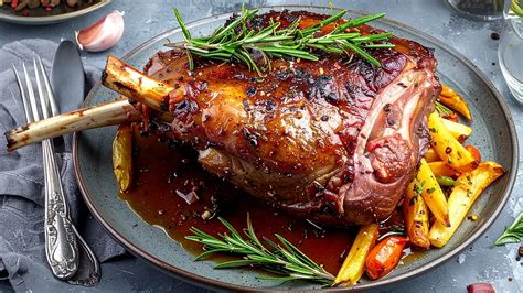 Plat de gigot d'agneau servi