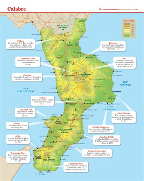 Carte de la Calabre avec ses provinces principales