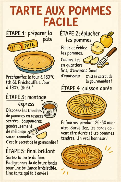 Infographie: Étapes de la tarte Vergoise Pomme