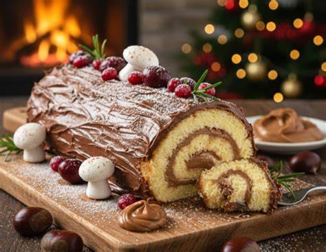illustration bûche génoise roulée